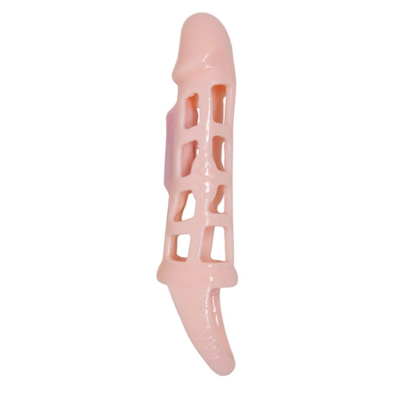 BAILE - VIBRATING PENIS EXTENSOR COVER WITH NATURAL STRAP 13.5 CM