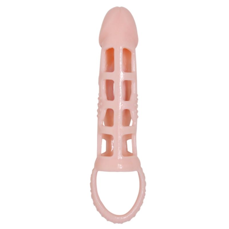 BAILE - VIBRATING PENIS EXTENSOR COVER WITH NATURAL STRAP 13.5 CM