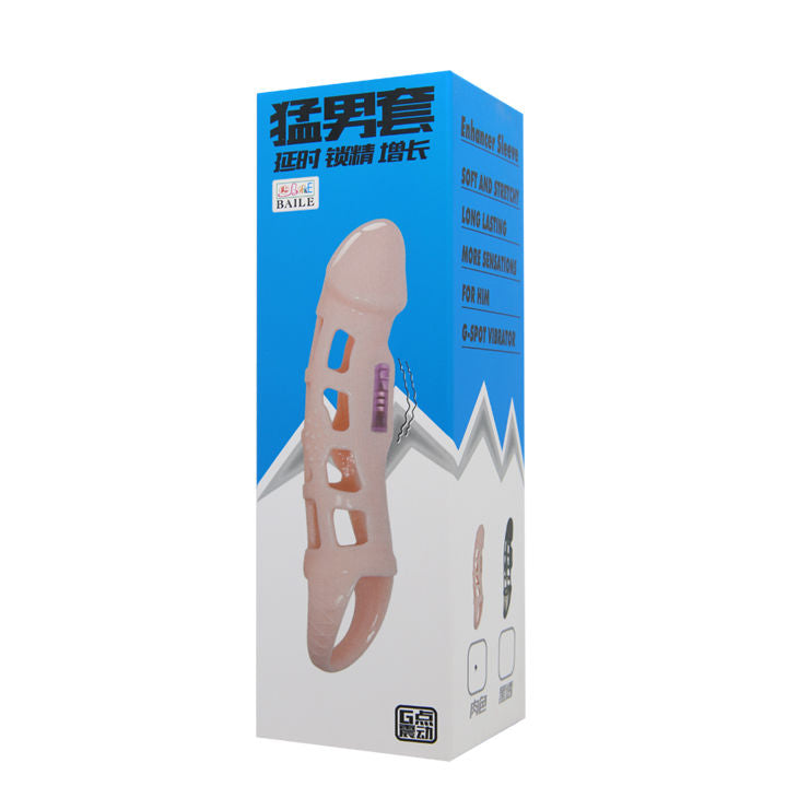 BAILE - VIBRATING PENIS EXTENSOR COVER WITH NATURAL STRAP 13.5 CM