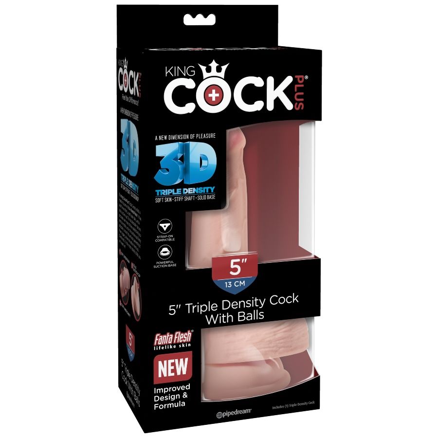 KING COCK - GODE TRIPLE DENSIT 13 CM AVEC TESTICULES