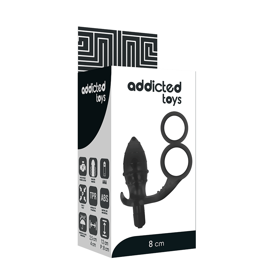 ADDICTED TOYS - PLUG ANAL AVEC DOUBLE ANNEAU NOIR