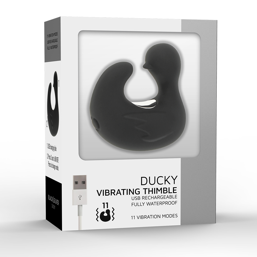 BLACK&amp;SILVER - DUCKYMANIA RECHARGEABLE STIMULATING SILICONE DUCK THIMBLE