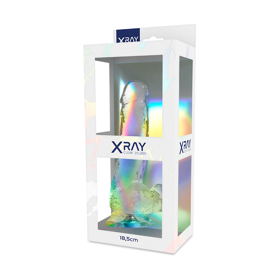 X RAY - CAZZO TRASPARENTE CON SFERE 18.5 CM -O- 3.8 CM