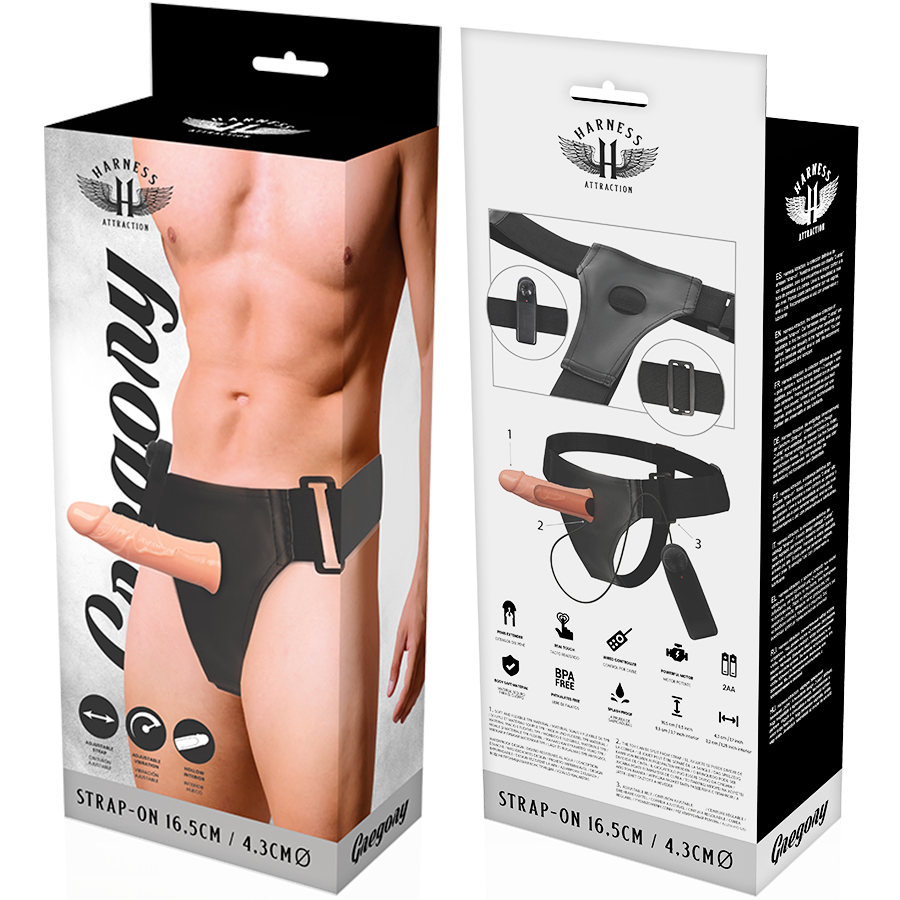 HARNESS ATTRACTION - GREGORY HOLLOW RNES WITH VIBRATOR 16.5 CM -O- 4.3 CM