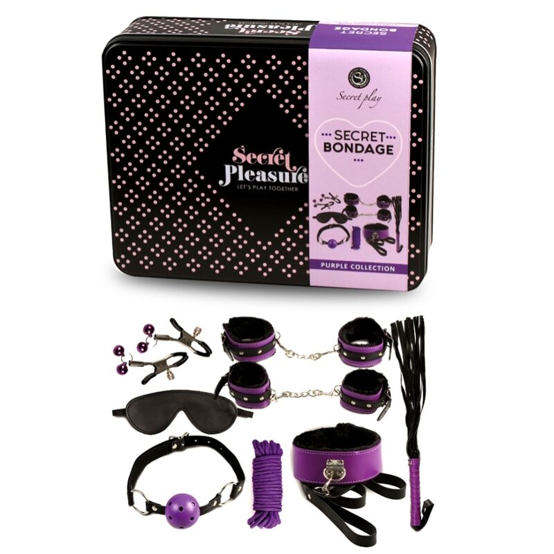 SECRETPLAY - SET BDSM 8PCS VIOLET / NOIR.