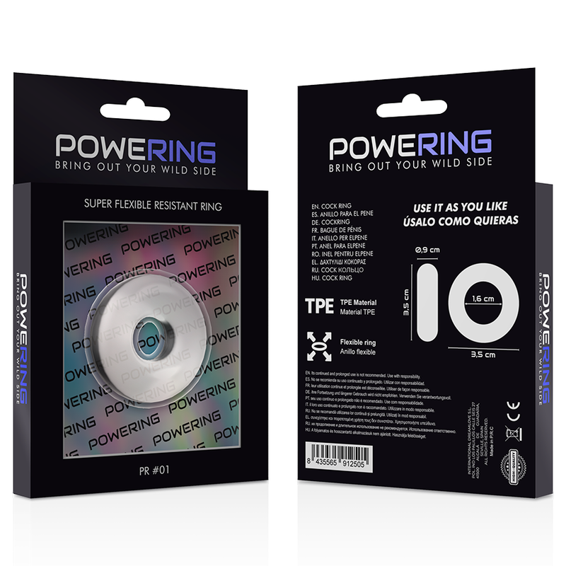 POWERING - ANELLO PER PENE SUPER FLESSIBILE E RESISTENTE 3,5 CM TRASPARENTE