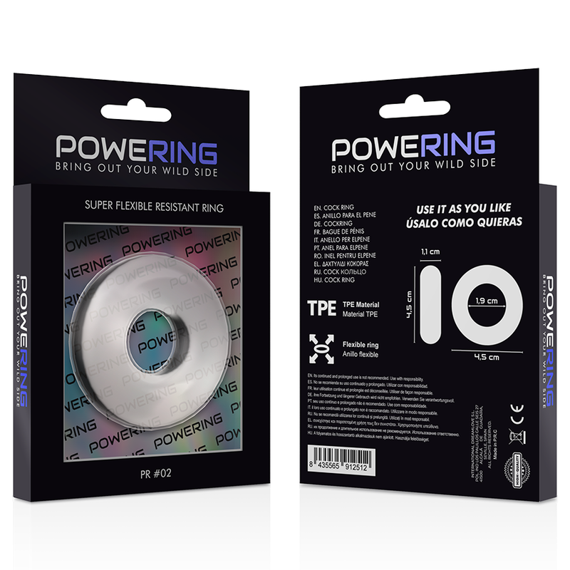 POWERING - SUPER FLEXIBLE AND RESISTANT COCK RING 4.5 CM TRANSPARENT