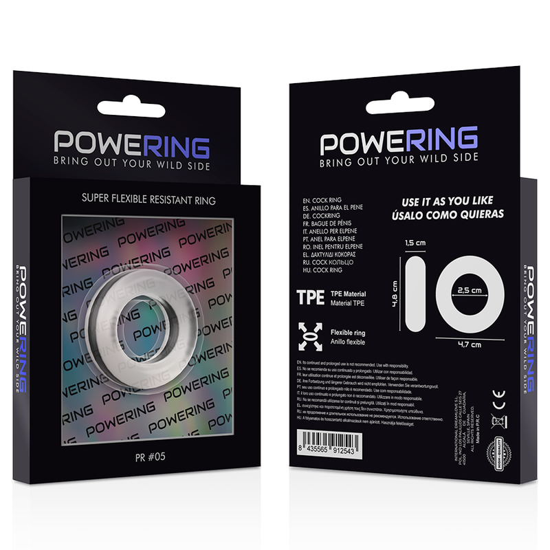 POWERING - ANELLO PER PENE SUPER FLESSIBILE E RESISTENTE 4,8 CM PR05 TRASPARENTE