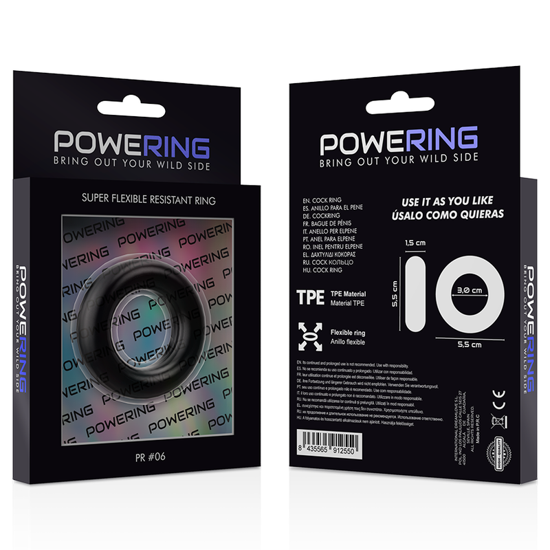 POWERING - ANELLO PER PENE SUPER FLESSIBILE E RESISTENTE 5,5 CM PR06 NERO