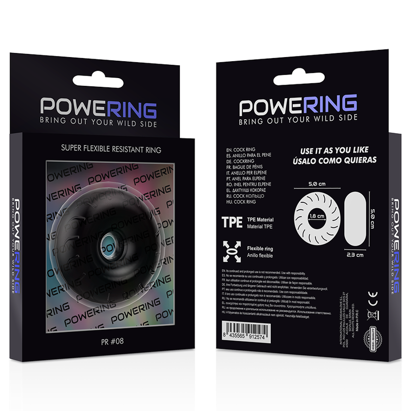 POWERING - ANELLO PER PENE SUPER FLESSIBILE E RESISTENTE 5CM PR08 NERO