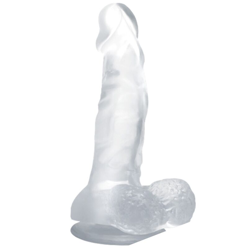 BAILE - GODE RÉALISTE AVEC VENTOUSE ET TESTICULES 16,7 CM TRANSPARENT