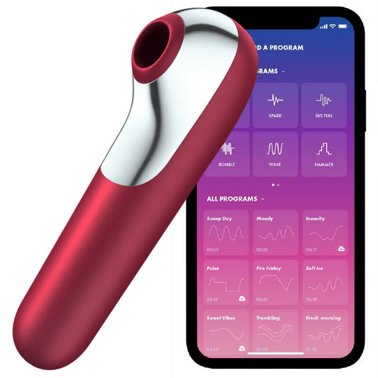 SATISFYER - VIBRATORE E VENTOSA DUAL LOVE CON ARIA PULSATA ROSSO