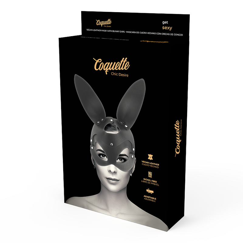 COQUETTE CHIC DESIRE - MASCHERA VEGANA IN PELLE CON ORECCHIE DI CONIGLIO