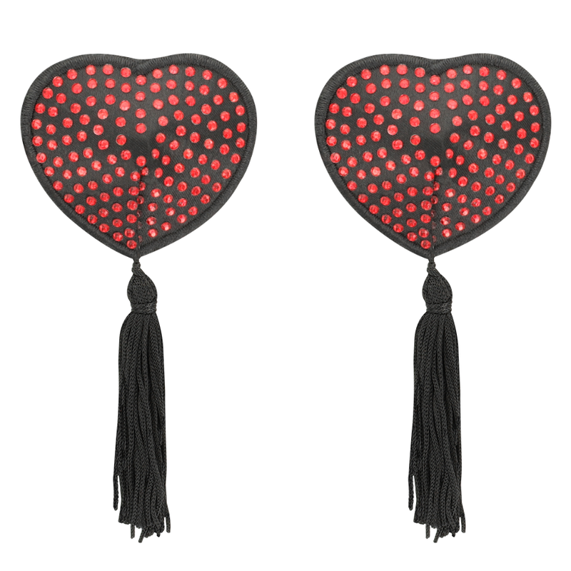 COQUETTE CHIC DESIRE - BLACK / RED HEART NIPPLE COVERS