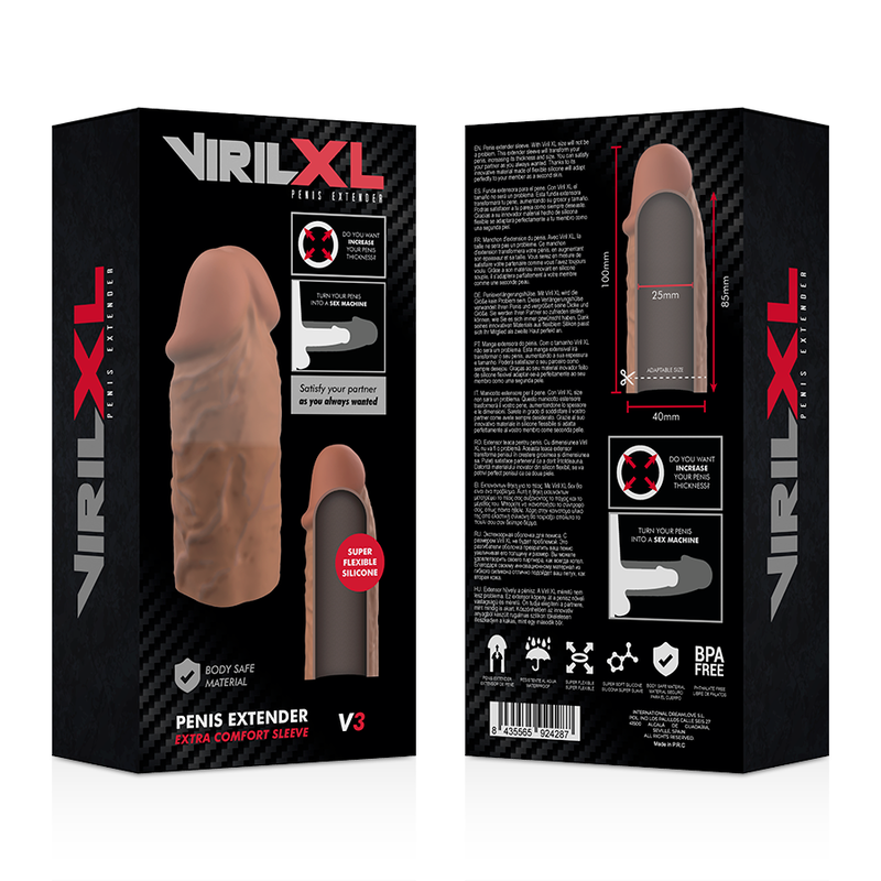 VIRILXL - ESTENSIONE DEL PENE IN SILICONE LIQUIDO V3 MARRONE