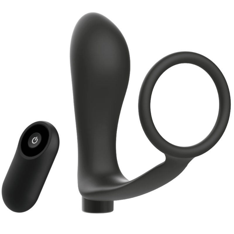 ADDICTED TOYS - REMOTE CONTROL COCK RING BLACK RECHARGEABLE BUTT PLUG